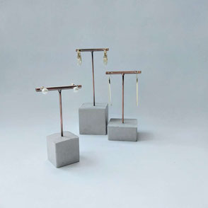 Concrete Cube Mix T Bar Earring Stands By PASiNGA