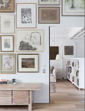 Warm Monochrome Art Wall Inspiration, image via Pinterest