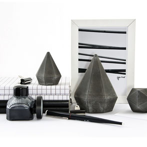 Dark Tall Concrete Diamond Bookend Or Paperweight Sculptures by PASiNGA