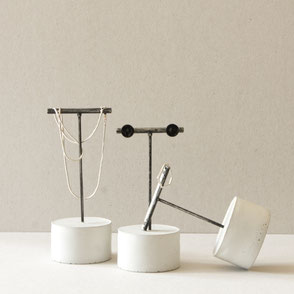 Concrete Cylinder Brushed Silver Black T-Bar Earring Stands By PASiNGA