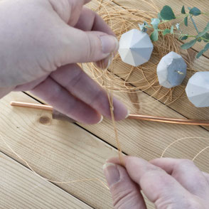 Concrete Diamond Ornament Copper Wreath Diy - step 3 - the knot by PASiNGA