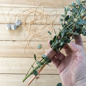 Concrete Diamond Ornament Copper Wreath Diy - adding greenery by PASiNGA