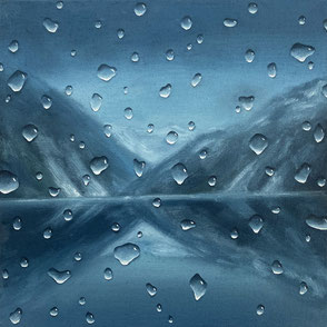 Fjord, Öl auf Leinwand, 20x20 cm