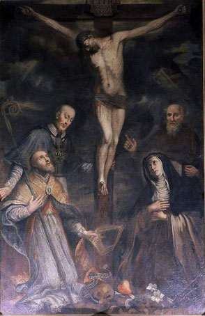 Bastia - Cathédrale Sainte-Marie - Ottavio Cambiaso - Christ en croix et St Augustin, St François de Sales, St Antoine abbé et Marie-Madeleine Pazzi