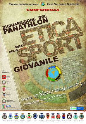 Panathlon Valdarno Superiore: Convegno"Dichiarazione del Panathlon sull'etica nello Sport Giovanile" - grafica CIVICO54