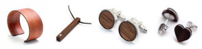 Holzschmuck - Manschettenknöpfe, Ohrringe, Halsband, Armspange & Holzarmband