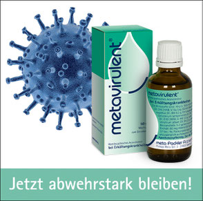 Virus und Packshot  - Jetzt abwehrstark bleiben mit metavirulent