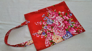 取扱商品/花布/ﾊﾞｯｸﾞ/ﾏﾁなしﾊﾞｯｸﾞ/牡丹/ﾚｯﾄﾞ