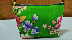 取扱商品/花布/ﾎﾟｰﾁ・巾着/ﾐﾆﾎﾟｰﾁ/牡丹/ｸﾞﾘｰﾝ