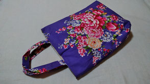 取扱商品/花布/ﾊﾞｯｸﾞ/ﾏﾁ付きﾊﾞｯｸﾞ/ﾊﾟｰﾌﾟﾙ/牡丹