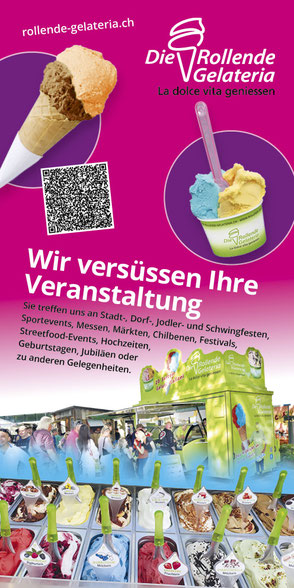 Flyer von Die Rollende Gelateria – Speiseeis für Ihre Veranstaltung buchen. 