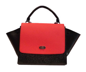 Sac modèle TARANTA en cuir véritable couleur corail et noir