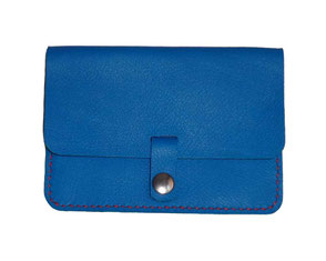 porte-monnaie en cuir bleu lagon