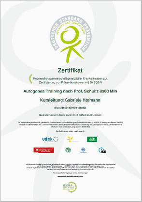 RUNA Zertifikat Autogenes Training