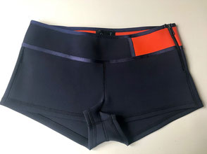 Navy Blue light neoprene short with Navy and Orange belt - Haendell Blue Orange