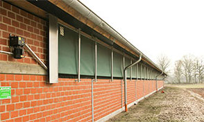 Außenansicht eines Warmstalls mit Außenklimareiz