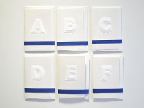 Karten klein aus weißem Papier A - F