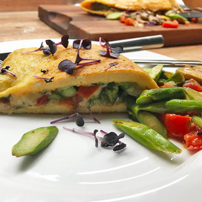 Kerstins Keto, Omelette mit Gemüse und Käse