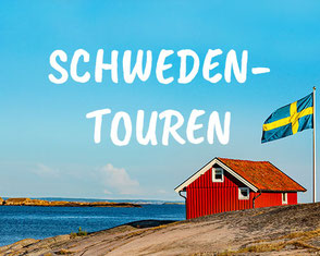 Schweden Touren 2025 rotes Haus mit Flagge