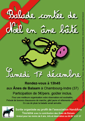 Balade contée de Noël en âne bâté - Samedi 17 décembre à Chambourg sur Indre