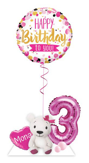 Ballon Luftballon Heliumballon Deko Teddy Bär Überraschung Mitbringsel Ballonpost Ballongruß Versand verschicken Helium Mädchen Idee Happy Birthday to you mit Namen  Personalisierung Geschenk Ballonpost Ich hab dich so lieb Zahl Herz 1 2 3 4 5 6 7 8 9 