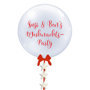 Bubble Ballon Luftballon Heliumballon durchsichtig personalisiert individueller Text mit Namen Schleife Sterne beschriftet Weihnachten Frohe Weihnachtsparty Party erste Weihnacht Baby Mädchen Junge Geburtstag Taufe Baby Hochzeit Versand 