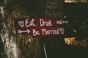 sign writing Eat Drink and Be Married