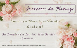 Showroom du Mariage à Giroussens 13 et 14 Novembre 2021