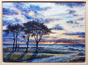 Abendstimmung am Kattegat/Schweden, Öl auf Malplatte, 60x80 cm, 2021