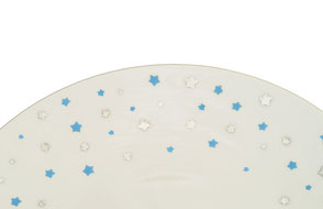 Nara Porcelaine peinte à la main - Constellation Assiette de Dessert Coupe Bleu Ciel et Platine