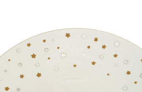 Nara Porcelaine peinte à la main - Constellation Assiette de Dessert CoupeSable d'or et Platine