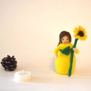 Sonnenblume Blumenkind, Filzfiguren, Filz, Wolle
