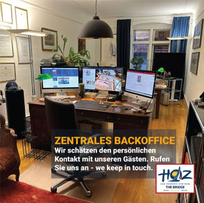 entrales Backoffice HOZ – Arbeitsplatz mit modernem Nautik-Equipment in St. Gallen.