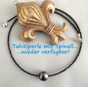 TAHITI SPARKLING - Tahitiperle und Spinell mit 925er Magnetverschluss; Perlenschmuck, Süßwasserperlen, Perlenkette, Perlenarmband