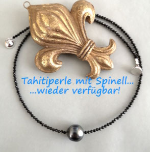 TAHITI SPARKLING - Tahitiperle und Spinell mit 925er Magnetverschluss; Perlenschmuck, Süßwasserperlen, Perlenkette, Perlenarmband