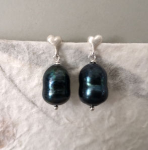  Ohrstecker DEEP SEA - Perle mit 925er Silber; Perlenschmuck, Süßwasserperlen