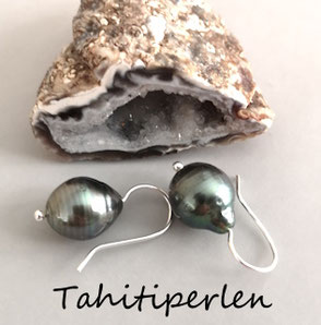 Ohrringe - Tahitiperle mit 925er Silber; Perlenschmuck, Süßwasserperlen