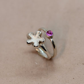 Bague mini fancy et bague mini saphir rose