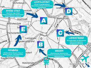 Karte Wien - Beste Viertel zum Übernachten