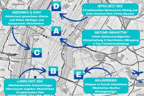 Karte New York - Beste Viertel zum Übernachten