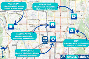 Kartendaten: © OpenStreetMap – Open Database License (ODbL) - Wo in Kyoto übernachten? Karte