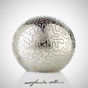 Sphere lamp ISOBARE precious metal Platinum 15% Margherita Vellini Ceramics Made in Italy Home Lighting Design