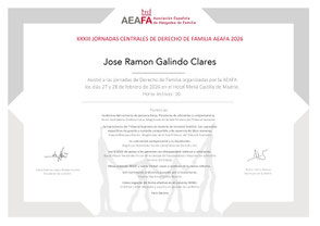 Certificado de asistencia a las Jornadas Centrales de Madrid de la AEAFA de febrero de 2026
