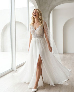 Breathtaking bridal gown available for tax-free shopping with VAT forms for US military families.