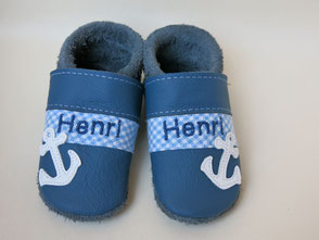 Krabbelschuhe Anker & Name