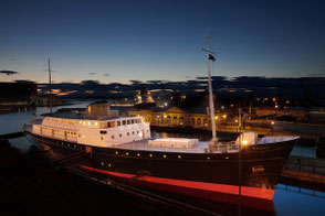 Das Schiff Fingal im Hafen von Leigh