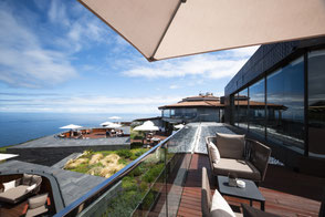 Blick vom Hotel aufs Meer