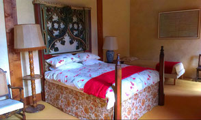 Facing west with views over the Château Courtyard and grounds with one double bed and one single bed.