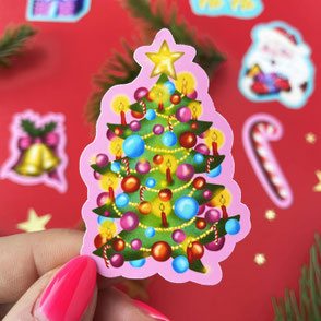 colorful christmas tree sticker