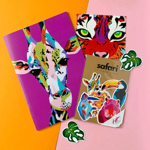 Safari Bundle - big selection of safari themed notebook, art print and stickers